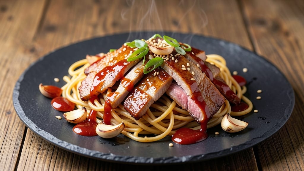 Char Siu Pork Noodles Recipe: Five-Spice Glazed Pork Over Chewy Egg Noodles