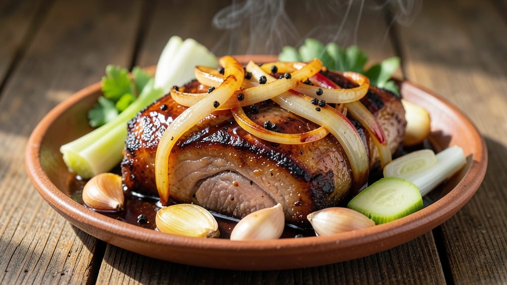 Adobong Labong With Pork Recipe: Smoky Soy-Vinegar Pork Simmered in Celery Crowns