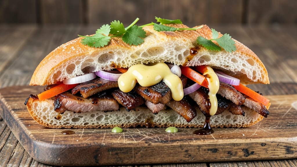BBQ Pork Banh Mi Sandwich Recipe: Crispy Baguette Crunch Meets Tangy Pickled Magic
