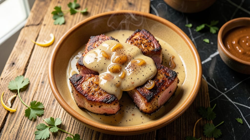 Cajun Ninja Smothered Pork Chops and Onion Gravy Recipe: Spiced Crust and Rich Gravy Harmony