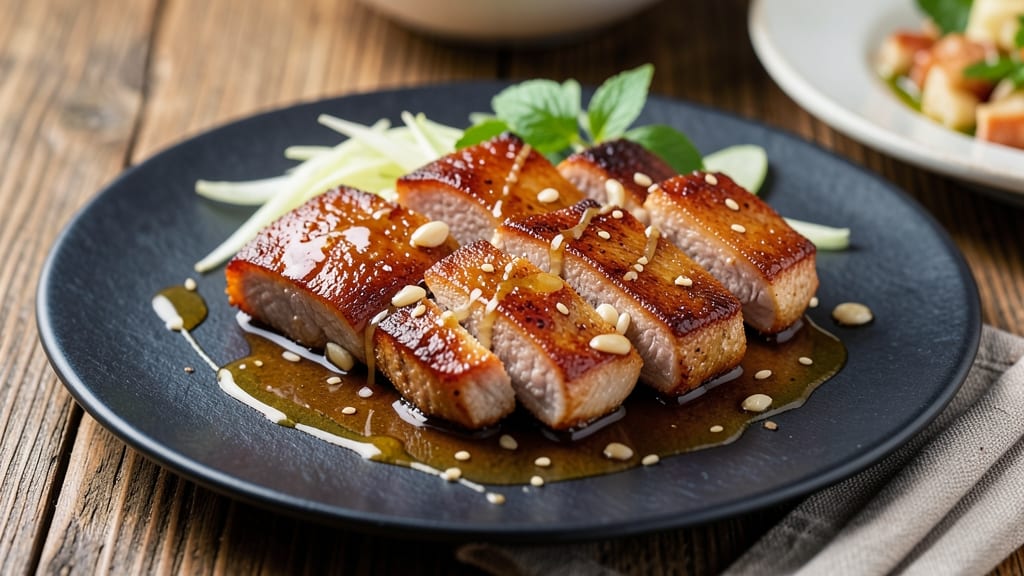 Asian Pork Medallions Recipe: Glazed with Honey Soy and Garlic Crunch