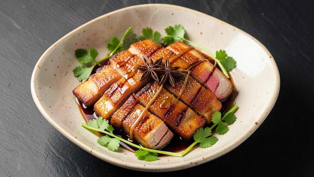 Fried Pork Belly Recipe Chinese: Crispy Celery Crown Crunch Over Star-Anise Glaze
