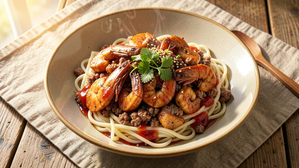 Minced Pork and Prawn Recipe: Wok-Seared Umami Bomb With Silky Noodles
