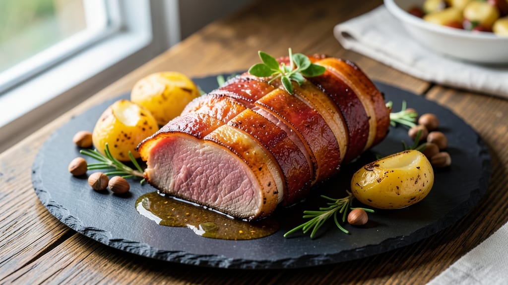 Bacon-Wrapped Pork Loin Recipe: Oven-Baked Crispy Edges, Juicy Pink Centers