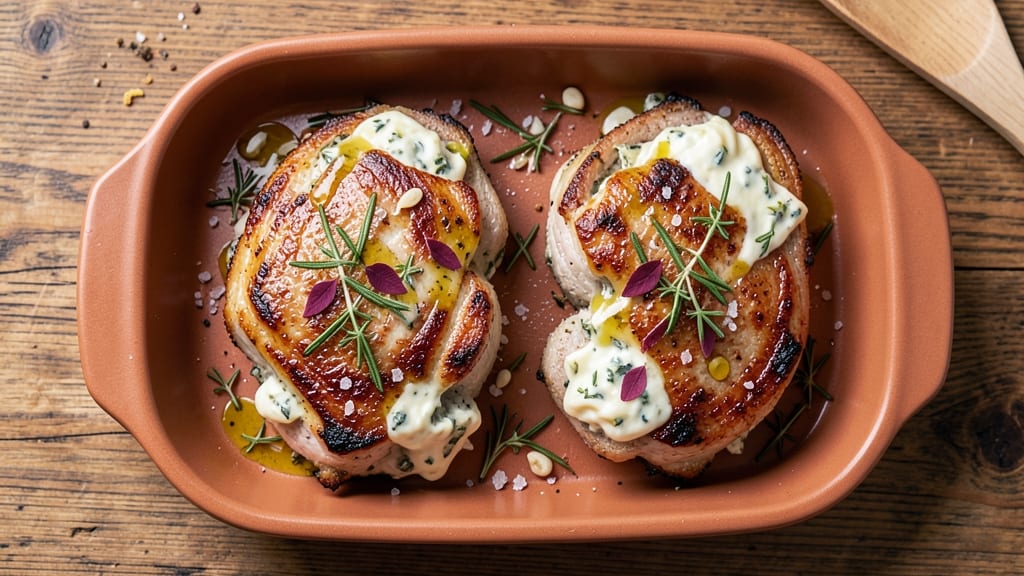 Baked Stuffed Boneless Pork Chops Recipe: Herb-Crusted Stuffing With Juicy Hearts