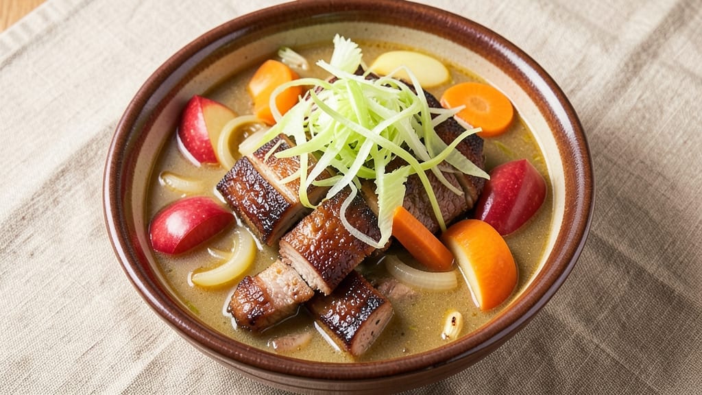 Apple Pork Ribs Soup Recipe: Smoky Celery Crowns Over Silky Broth