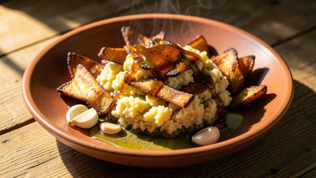 Mofongo Recipe Without Pork Rinds: Plantain-Mashed Crunch With Smoky Velouté
